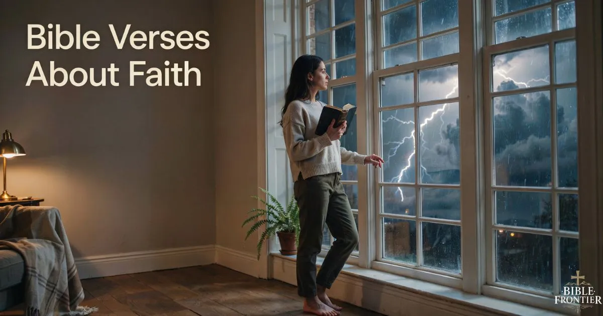 Person standing calm during a storm, showing how faith in God changes how you face life