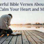 Bible Verses About Peace with an open Bible at sunrise bringing hope, faith, and a calm heart