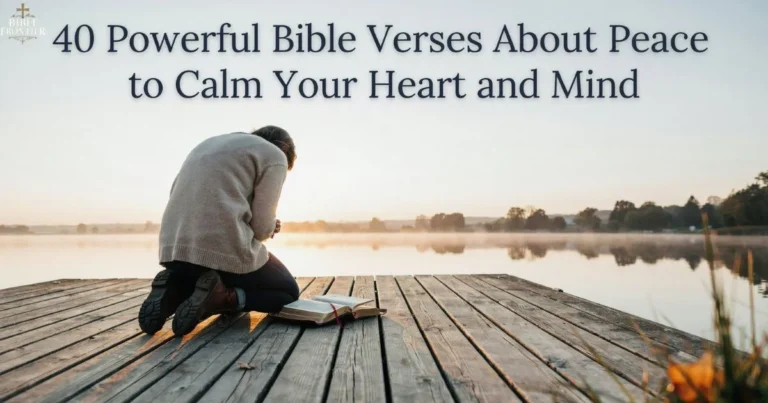 Bible Verses About Peace with an open Bible at sunrise bringing hope, faith, and a calm heart