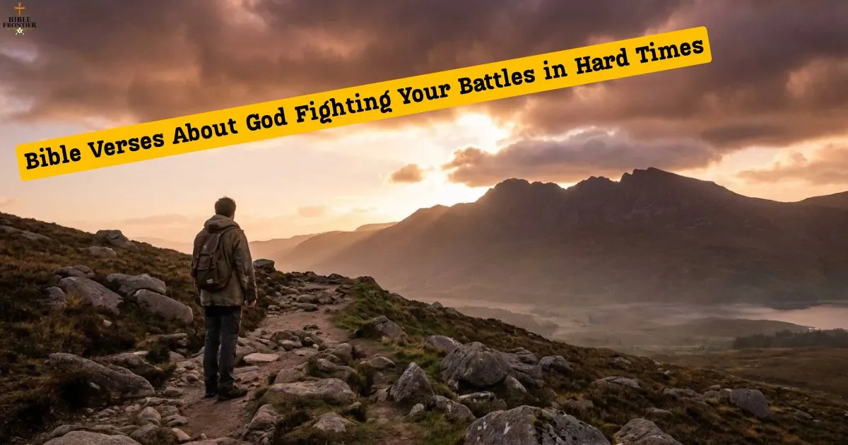 A person facing a rocky path as golden sunlight breaks through dark clouds, symbolizing faith during hard times.