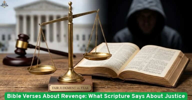 Open Bible on a wooden table representing Scripture's teaching on revenge and justice.