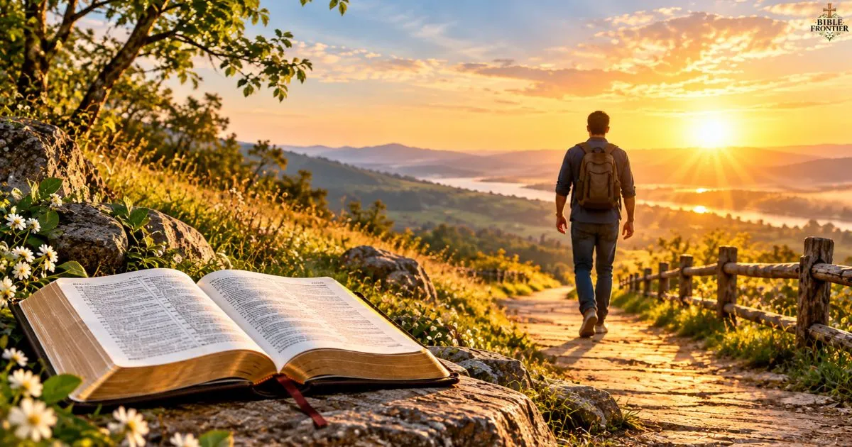 Peaceful path at sunrise representing repentance, spiritual renewal, and new faith